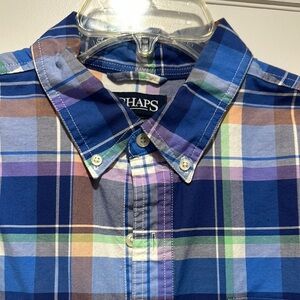 Chaps Blue and Brown Casual Button Down Shirt